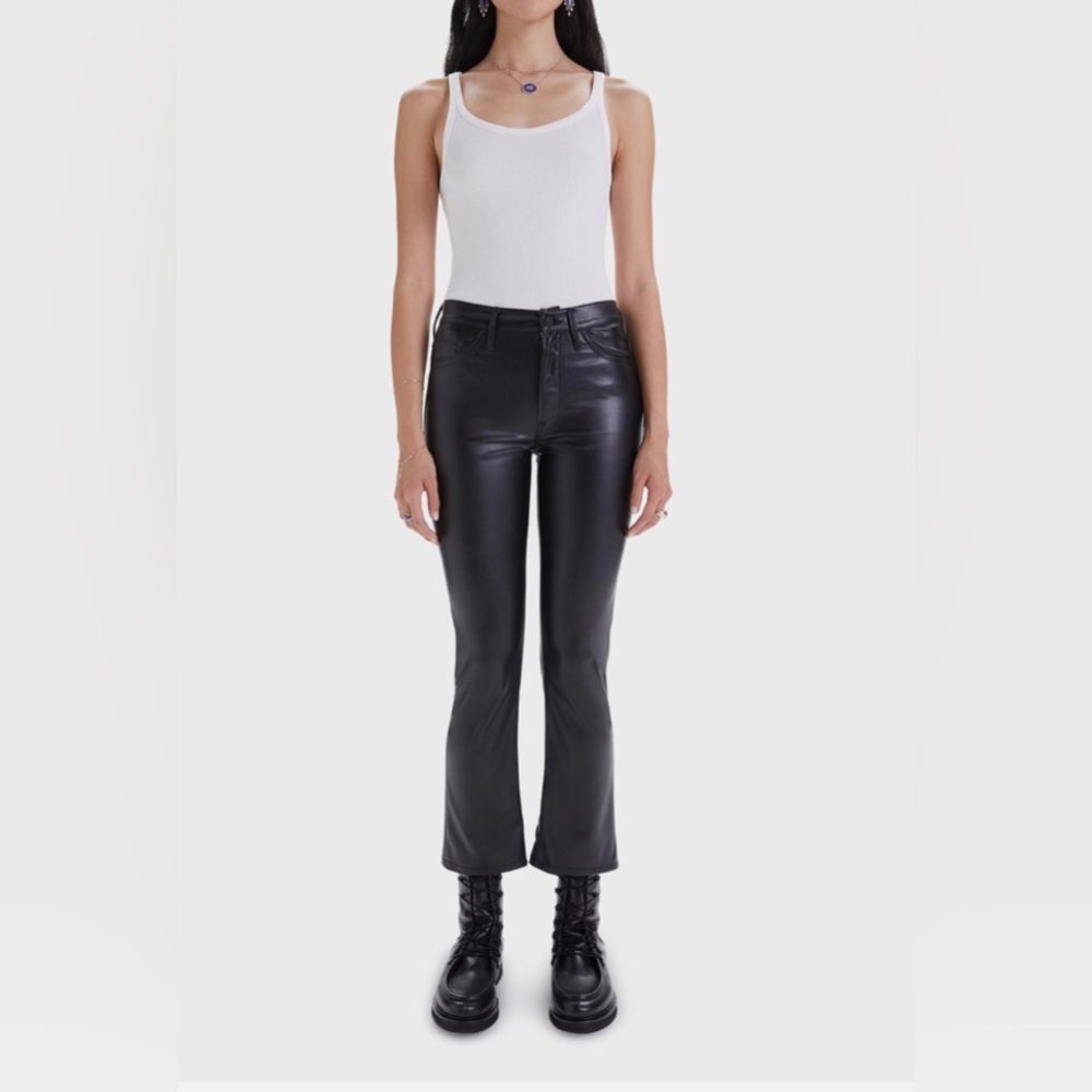 MOTHER “the insider” faux leather ankle pants